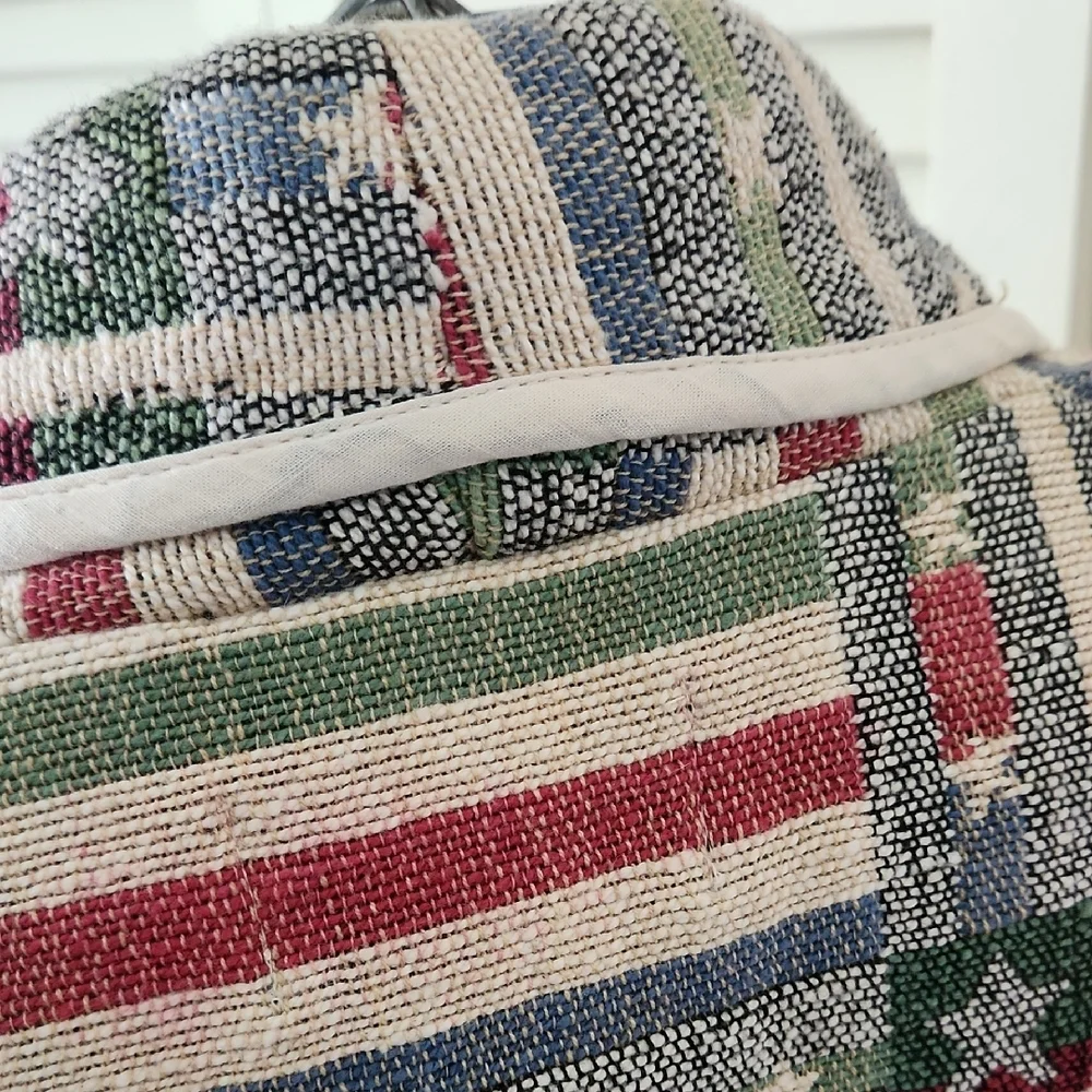 New Directions Vintage Americana Flag Cropped Cotton Tapestry Jacket - Picture 9 of 12
